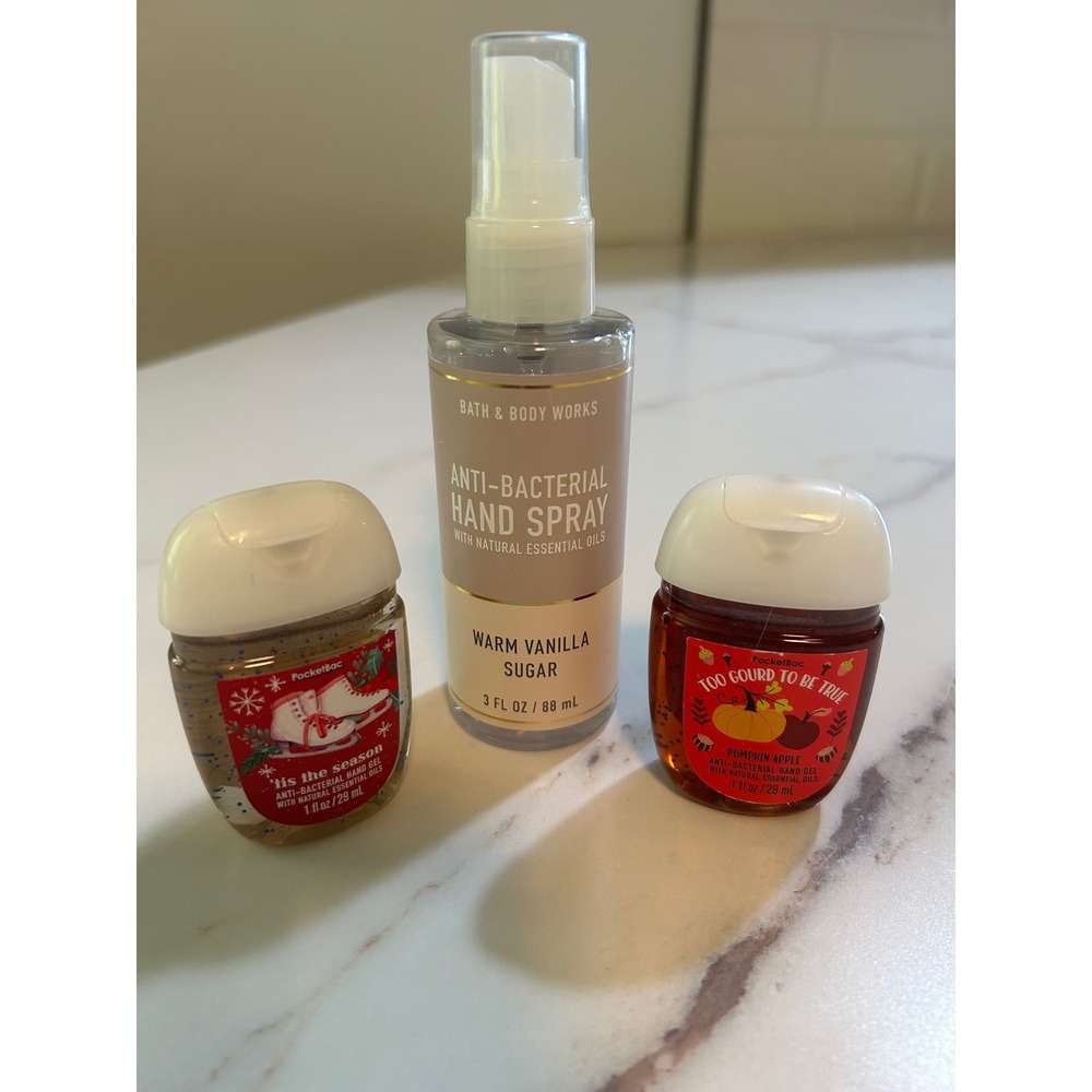 Bath & Body Works Hand Sanitizer Set Warm Vanilla Sugar Pumpkin Apple Tis Season